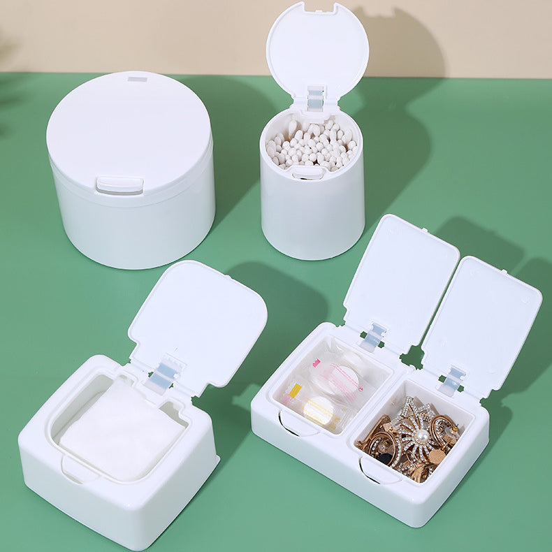 Desktop Cotton Swab Organizer with Pop-Up Dispenser