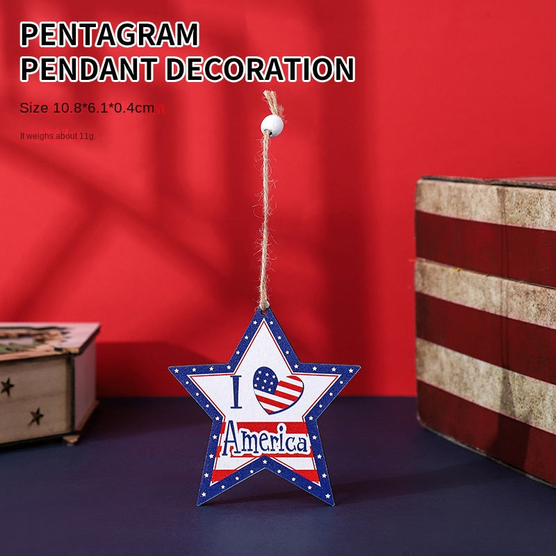 Patriotic Wooden Hanging Ornaments for Festive Decor