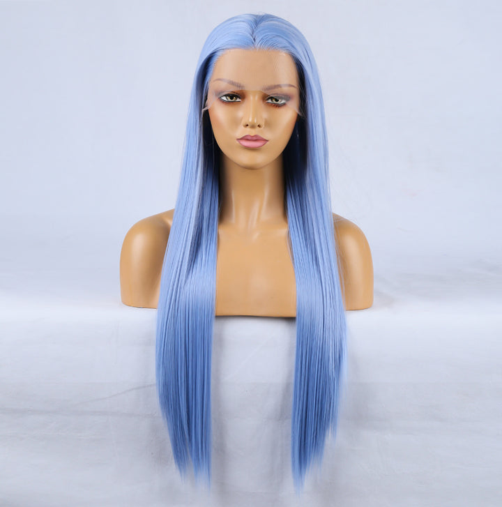 Blue Lace Front Wig for a Sleek Pastel Hair Style