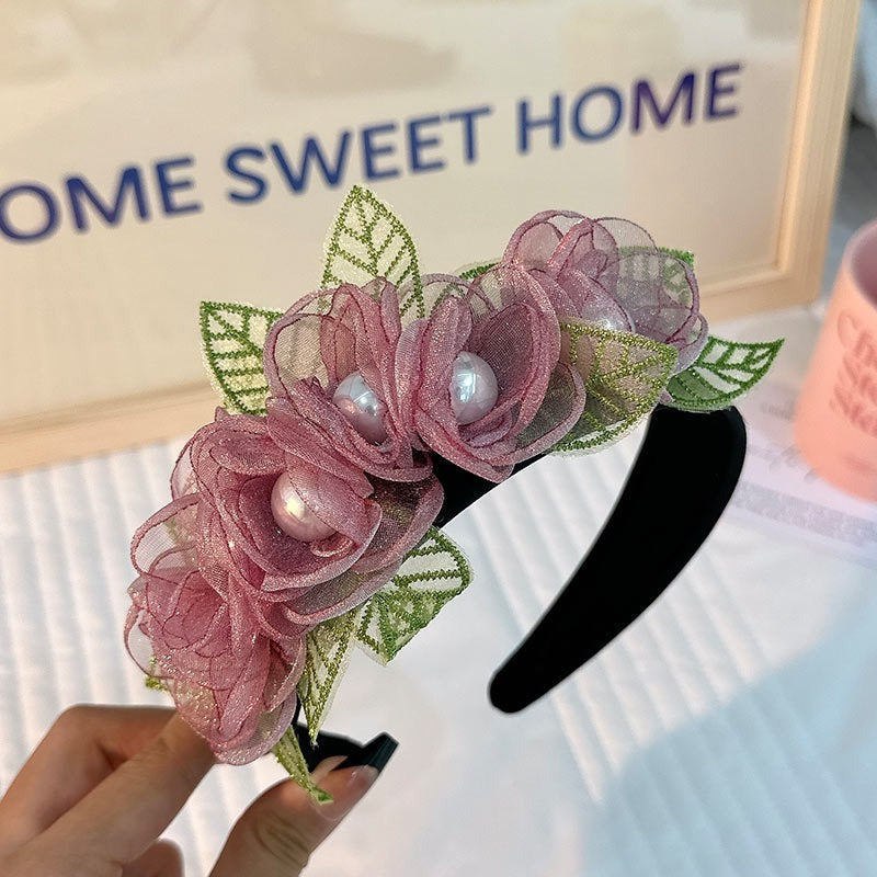 Floral Pearl Headband for Romantic Wedding Guest Style