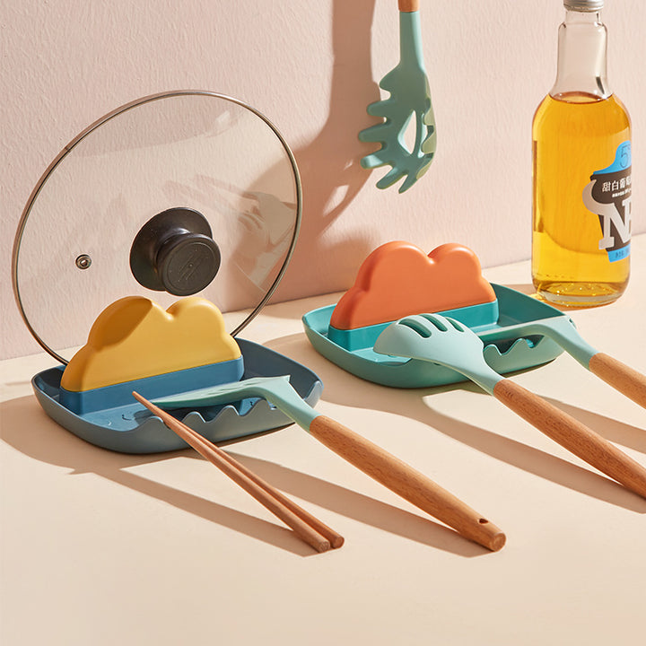Cloud Pot Lid Rack and Spatula Holder for Stove Counter