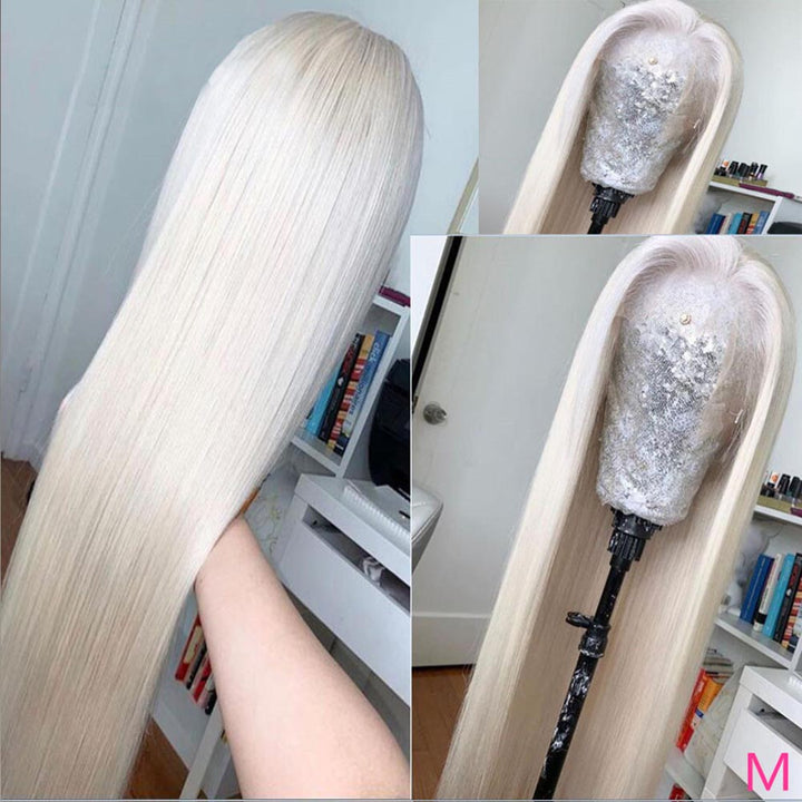 Long Straight Synthetic Wig – Platinum Blonde Hairpiece