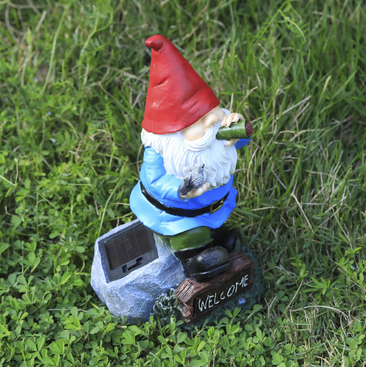 Solar Garden Gnome Statue for Lawn and Porch Decor