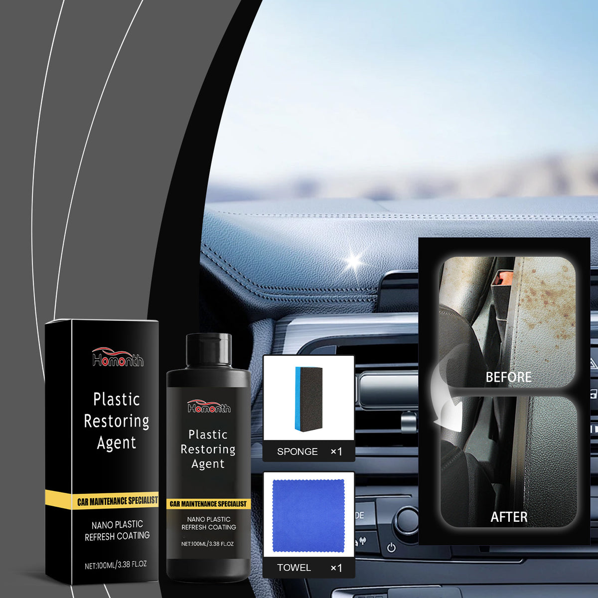 Automotive Plastic Restorer for Faded Trim Protection
