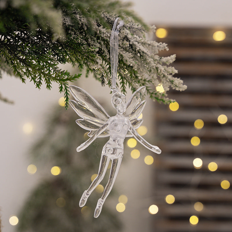 Transparent Angel Christmas Ornaments for Tree Sparkle