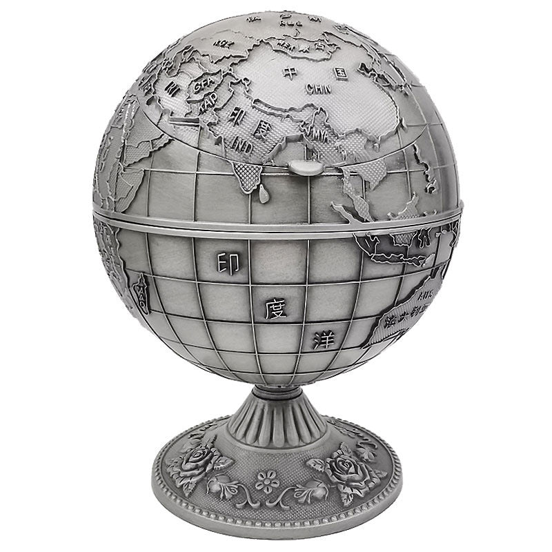 Lidded Globe Ashtray for Tidy, Clutter-Free Tabletops