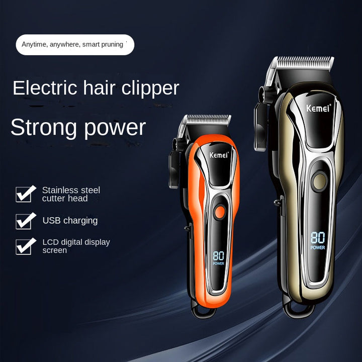 Electric Hair Clipper with Stainless Steel Blade & LCD