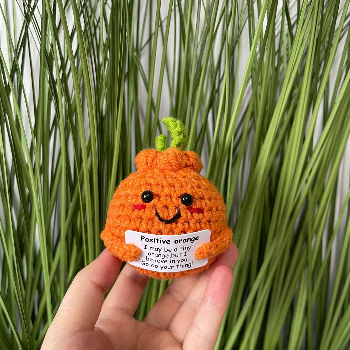 Crocheted Encouragement Doll for Cheerful Desk Decor
