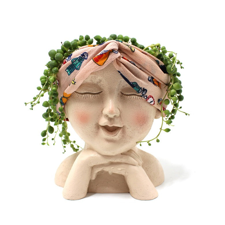 Resin Face Planter Pot for Succulents and Desk Decor
