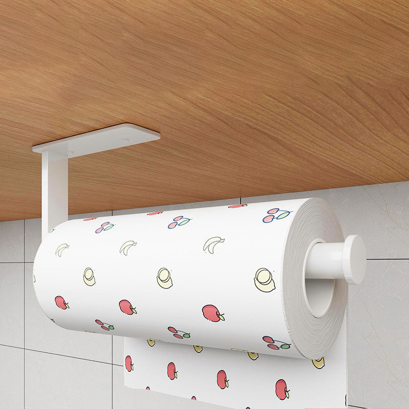 Wall-Mounted Cling Film Holder, Punch-Free Black Aluminum