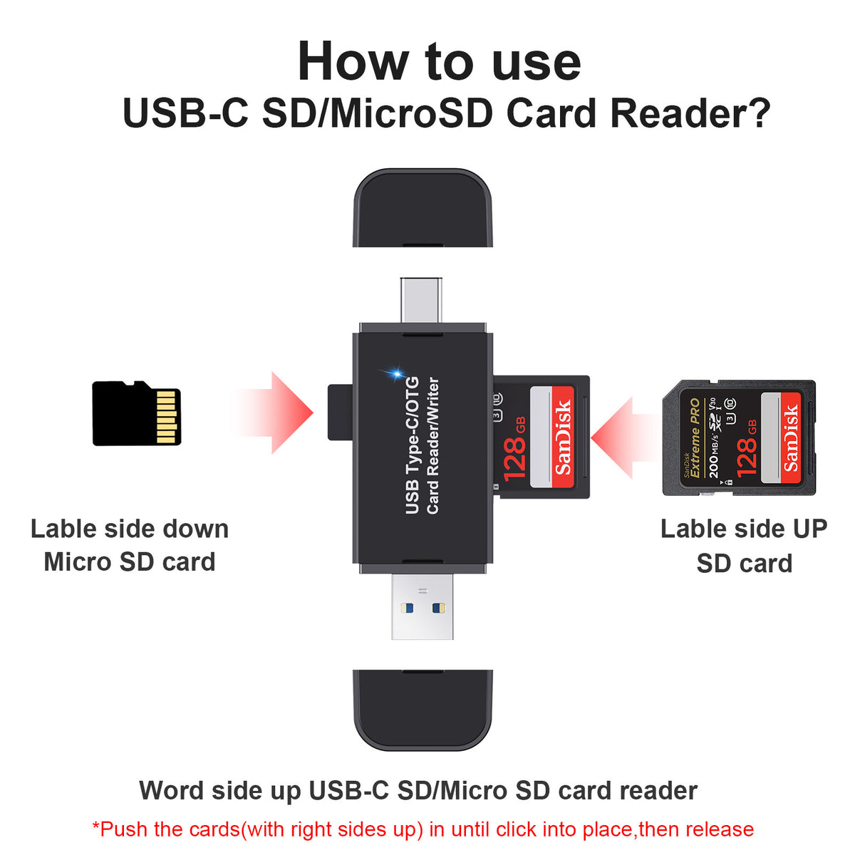 USB-C & USB 3.0 SD microSD Card Reader for Phones & Laptops