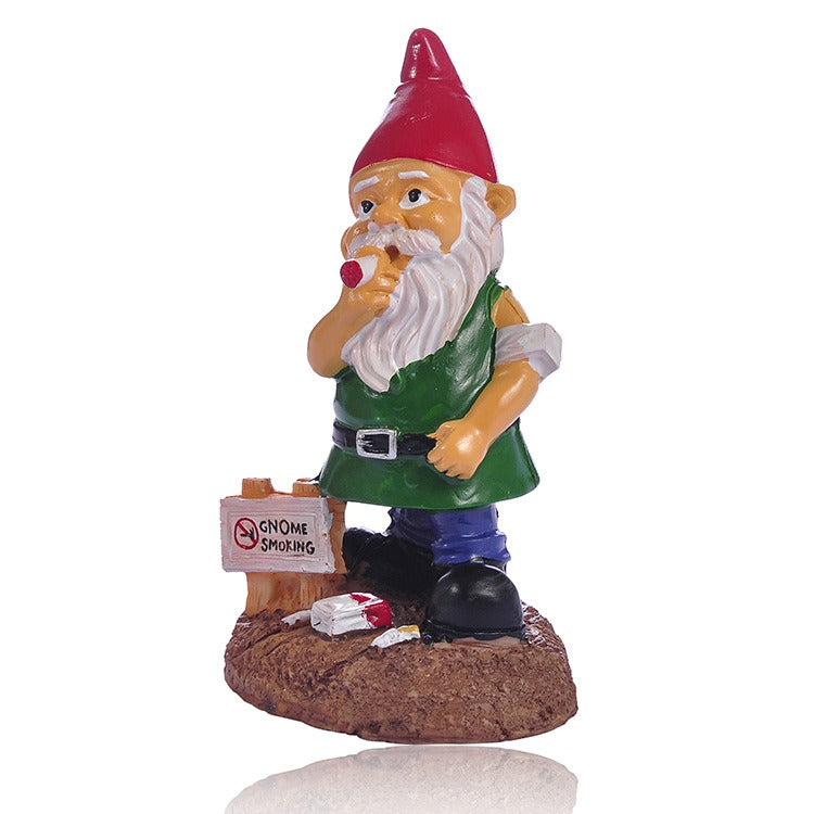 Funny Smoking Garden Gnome Figurine for Outdoor Decor