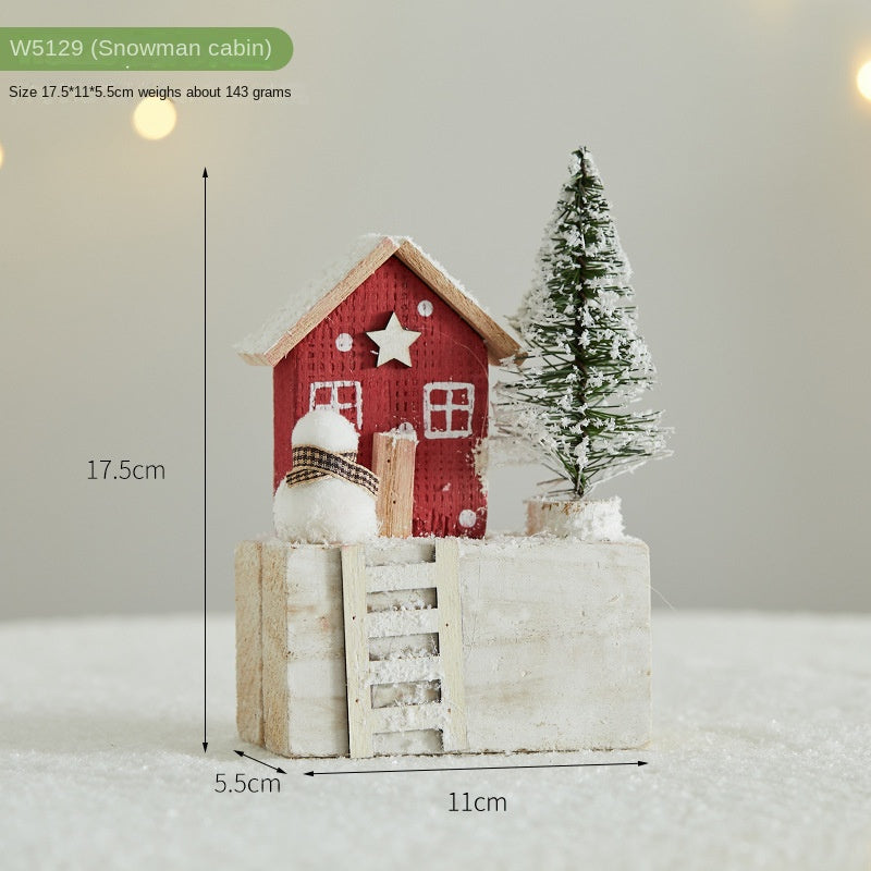 Mini Wooden Christmas Village Decor for Cozy Tables