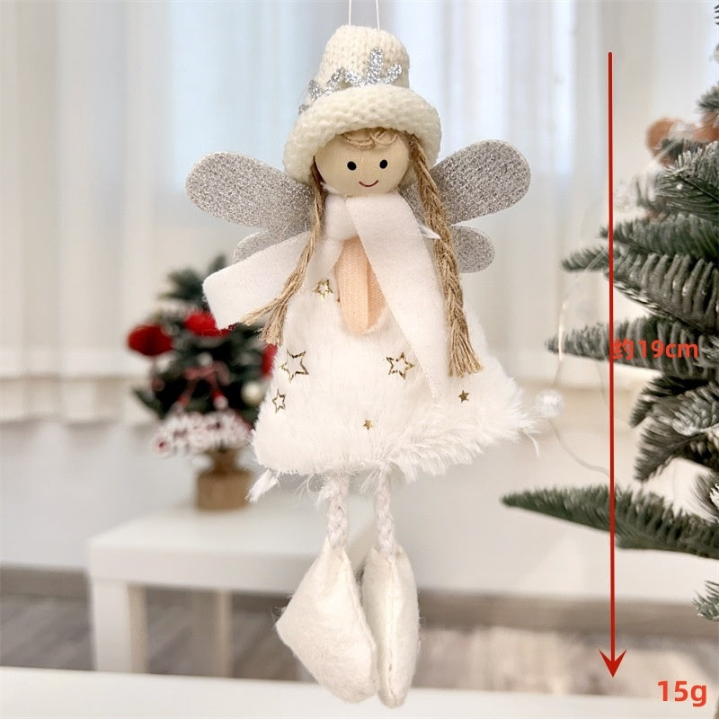 Fuzzy Angel Ornament - Cute Plush Christmas Tree Doll