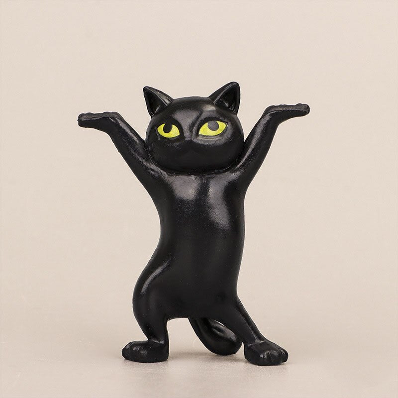 Dancing Cat Figurines for Playful Desktop Decorations