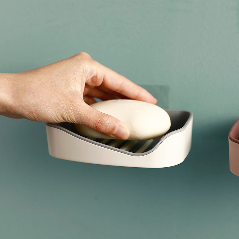 Suction Wall Soap Box with Drainage Ridges, No Drilling