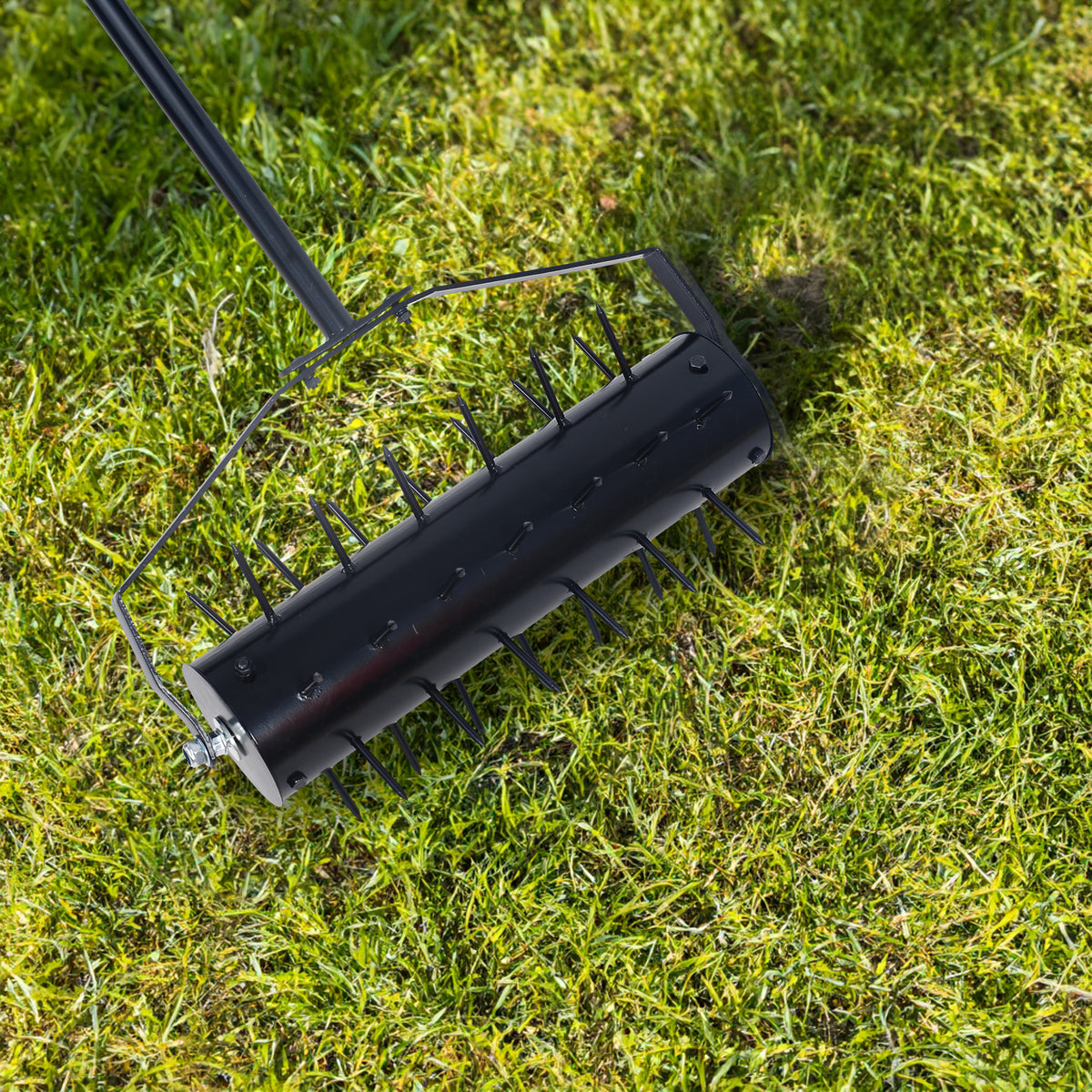 Rolling Lawn Aerator: Push-Along Spiked Soil Roller