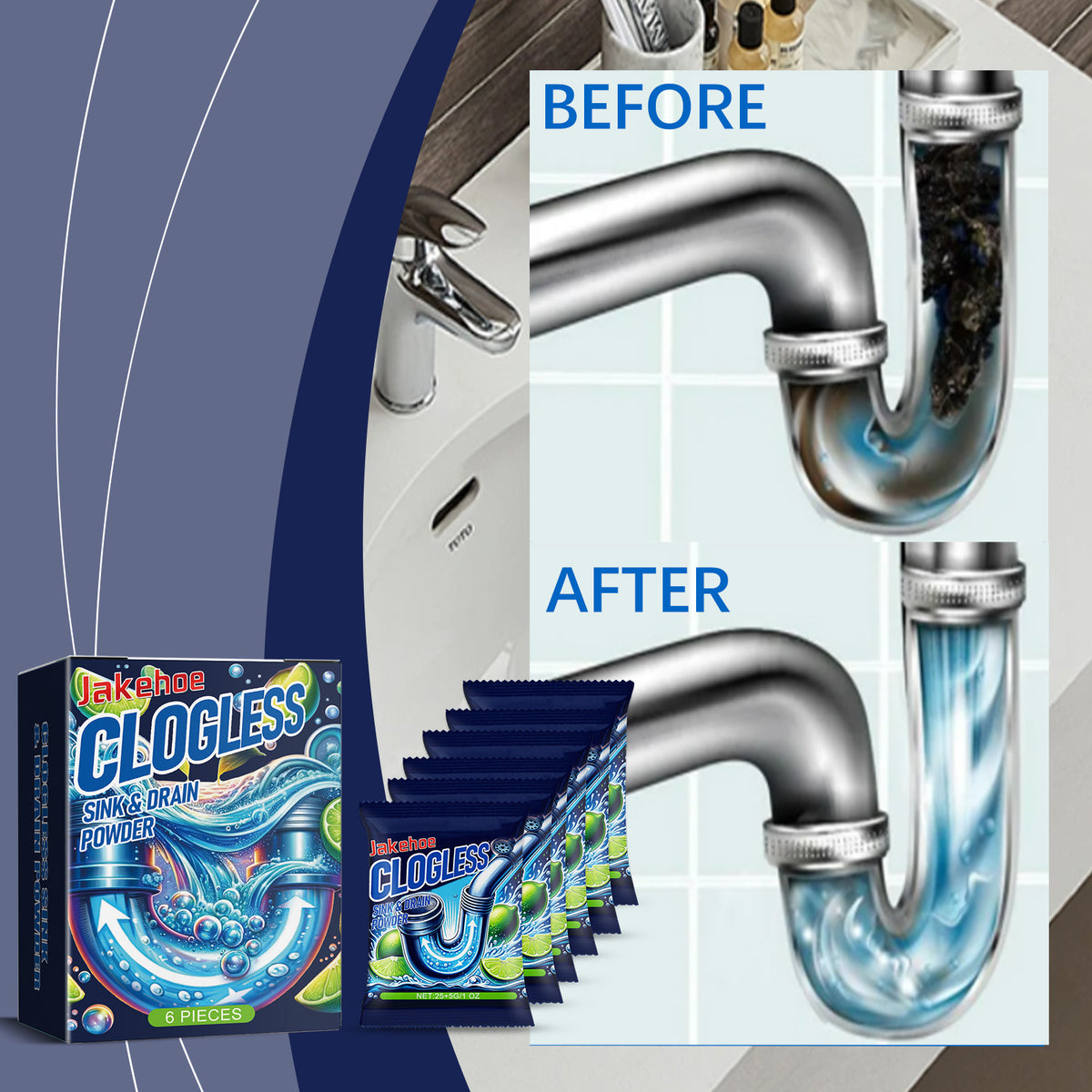 Powdered Drain Cleaner for Sink & Pipe Maintenance