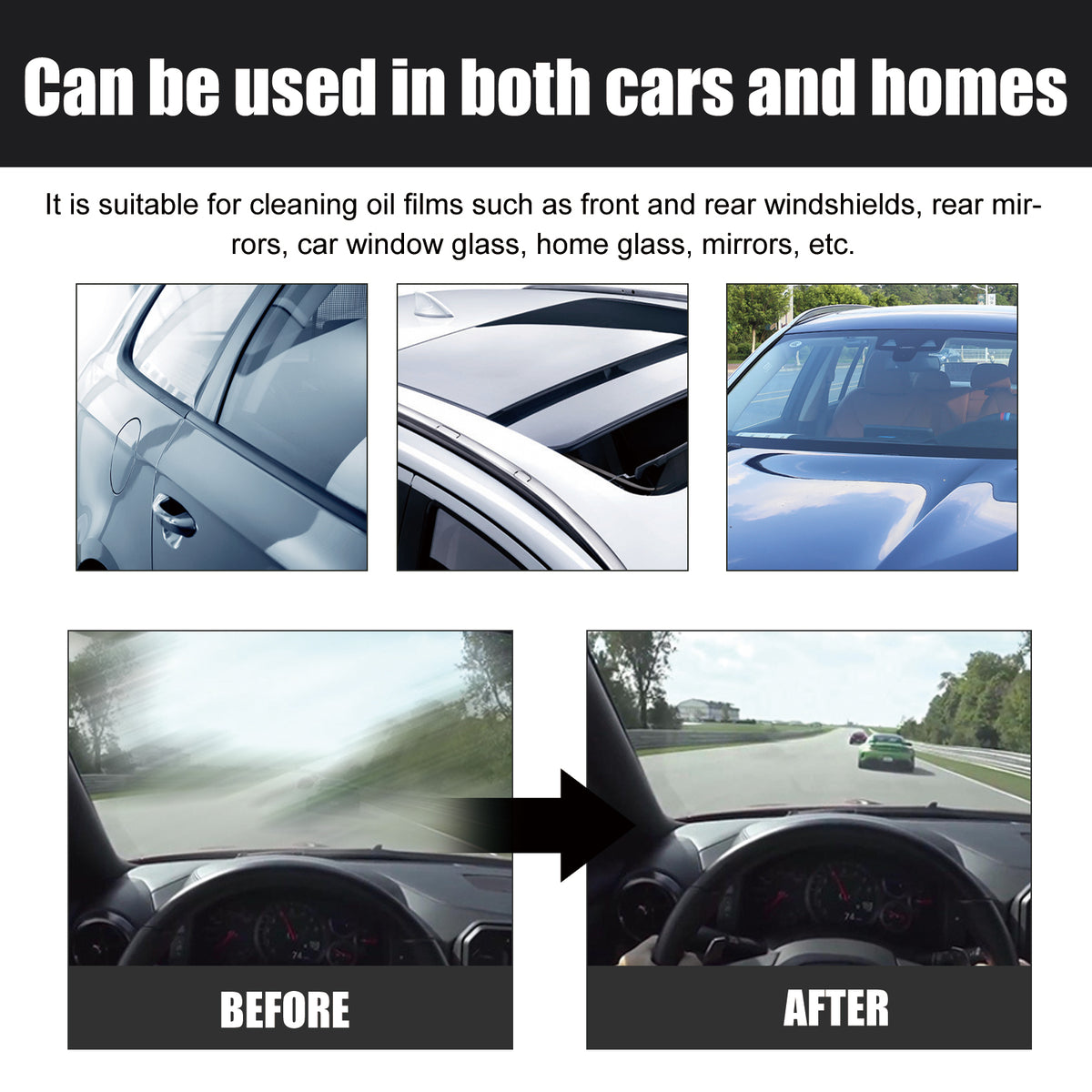 Glass Oil Film Remover for Clearer Windshields & Windows