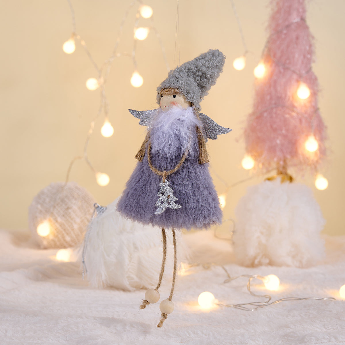 Christmas Angel Ornaments Set of 3 Pastel Tree Decor