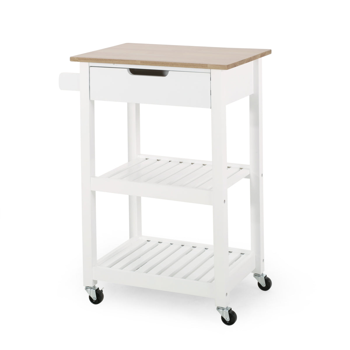 Kitchen Cart with Wood Top, Drawer and Wheels