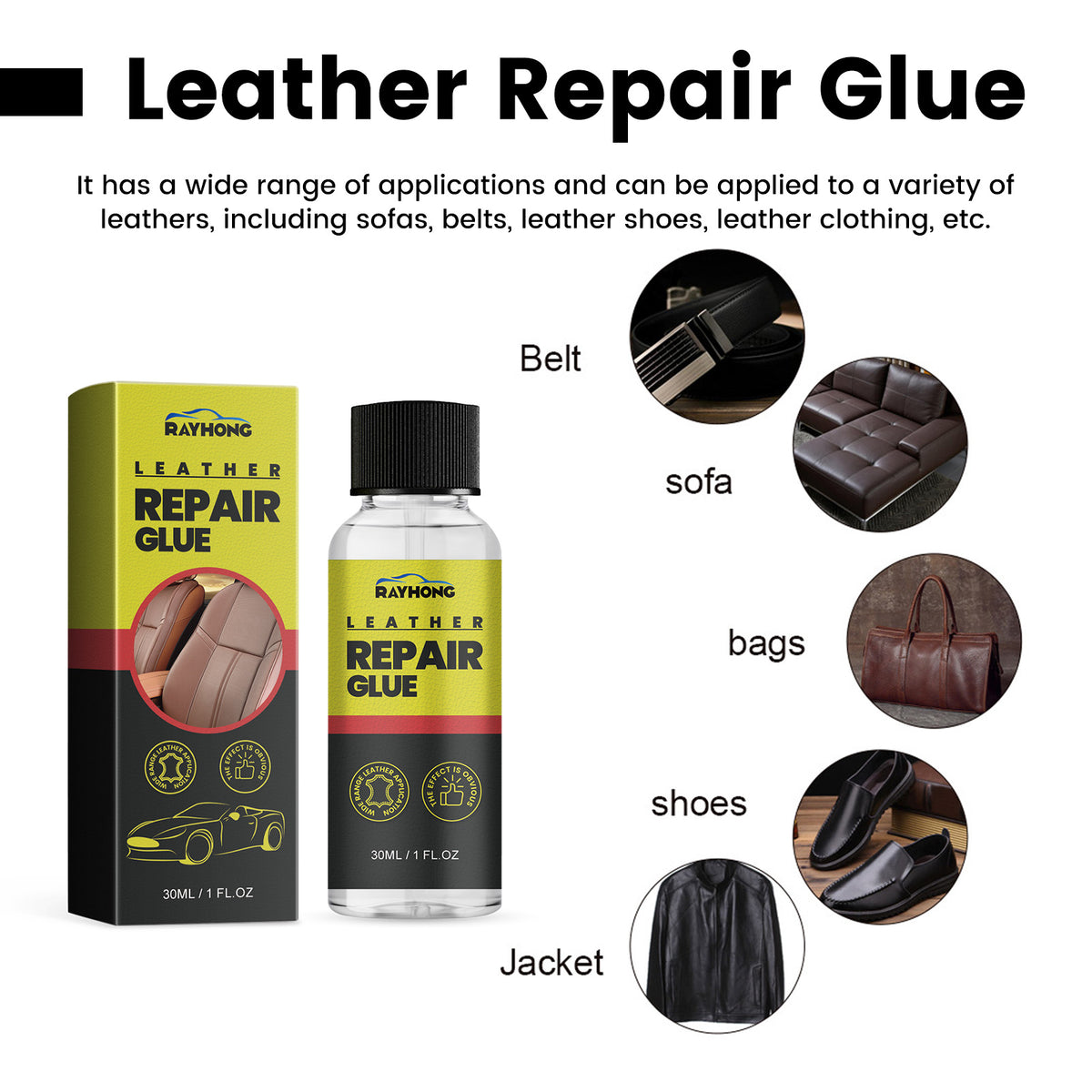 Leather Repair Glue for Scratches, Cracks & Scuffs