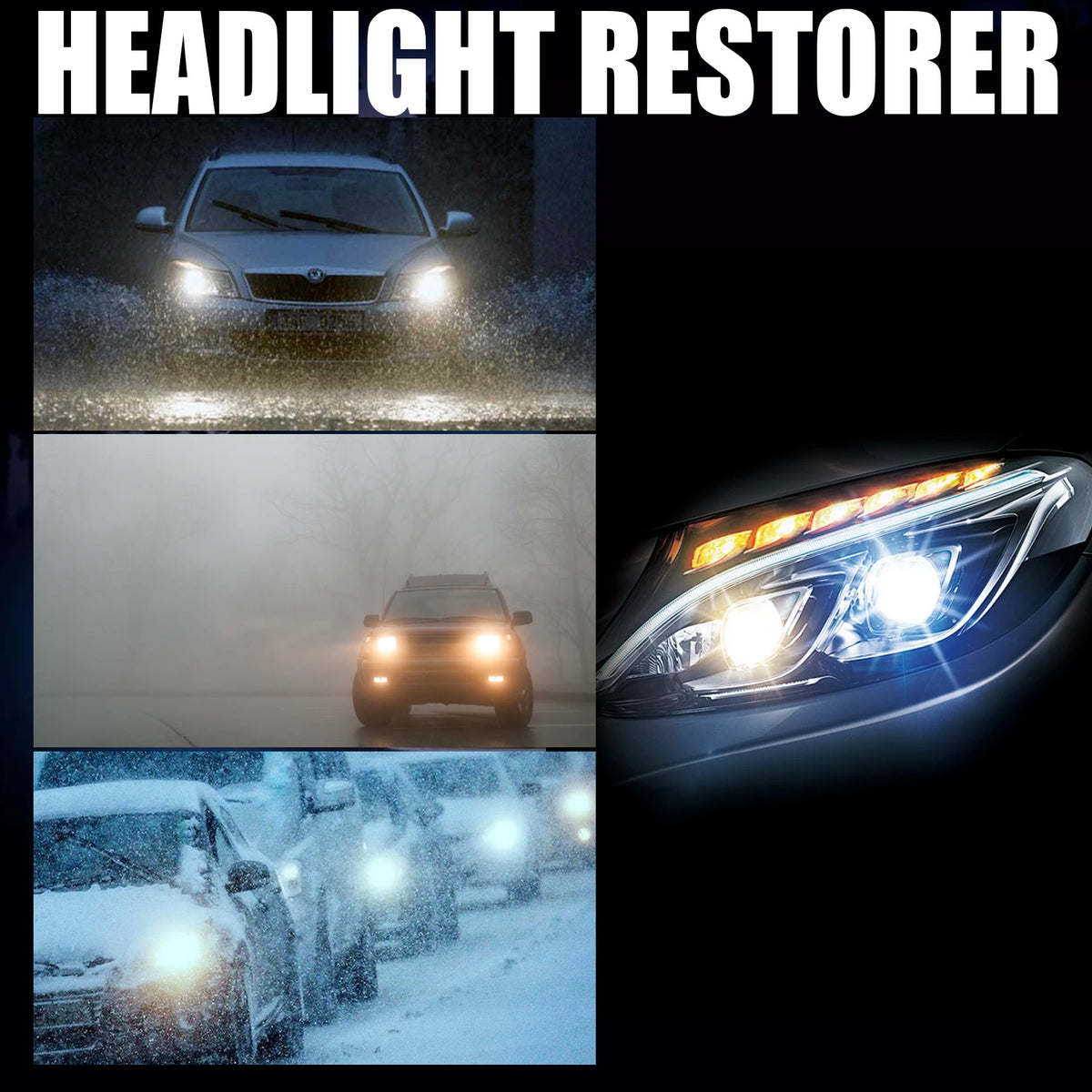 Headlight Restorer for Cloudy, Yellowed, Dull Lenses