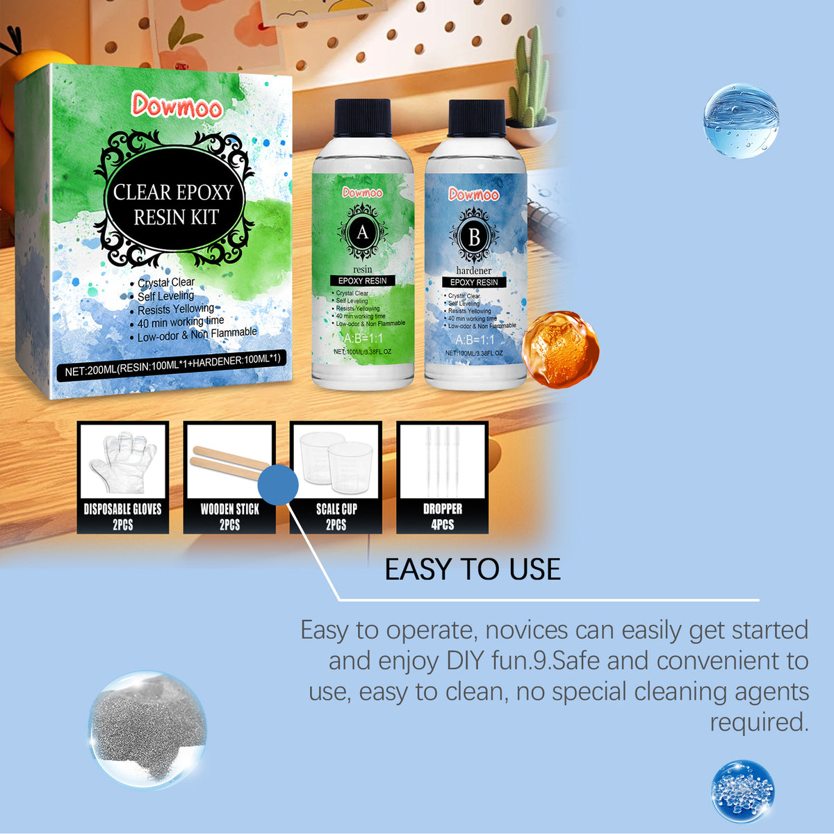 Clear Epoxy Resin Kit for Smooth, Non-Yellowing Crafts