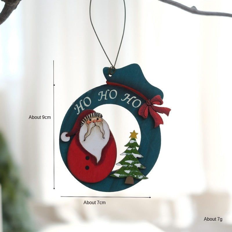 Retro Wooden Christmas Ornaments 4-Piece Holiday Set