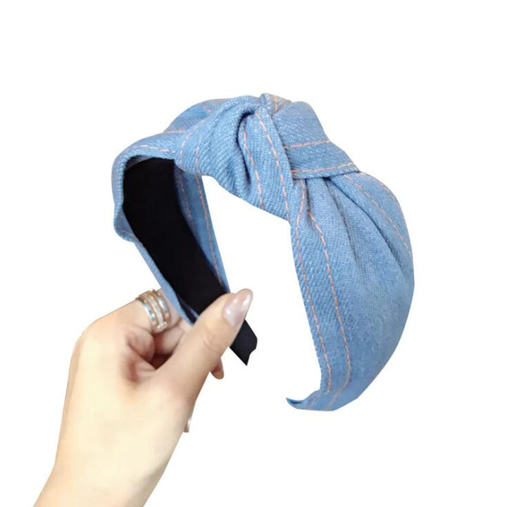 Wide Denim Headband With Knotted Everyday Style