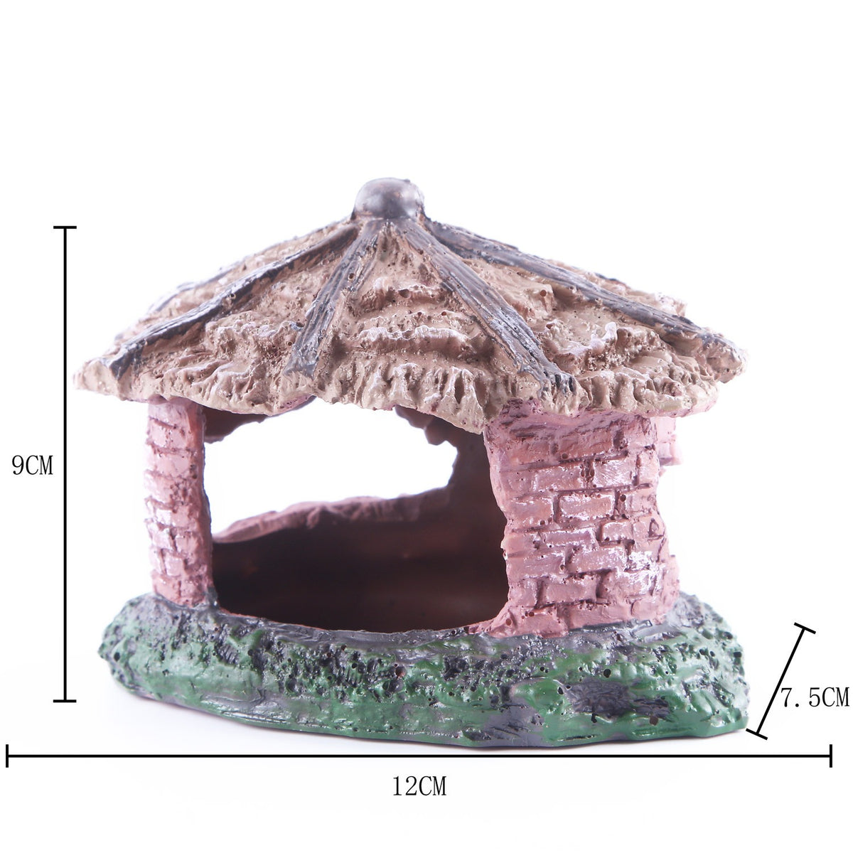 Resin Thatched Hut Hideout for Reptile & Fish Tanks