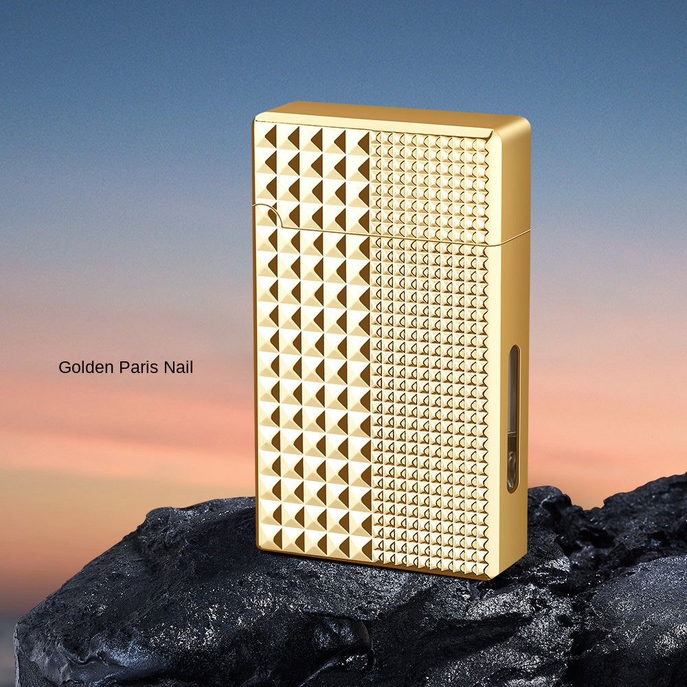 Rechargeable Metal Kerosene Lighter, Pyramid-Stud Design