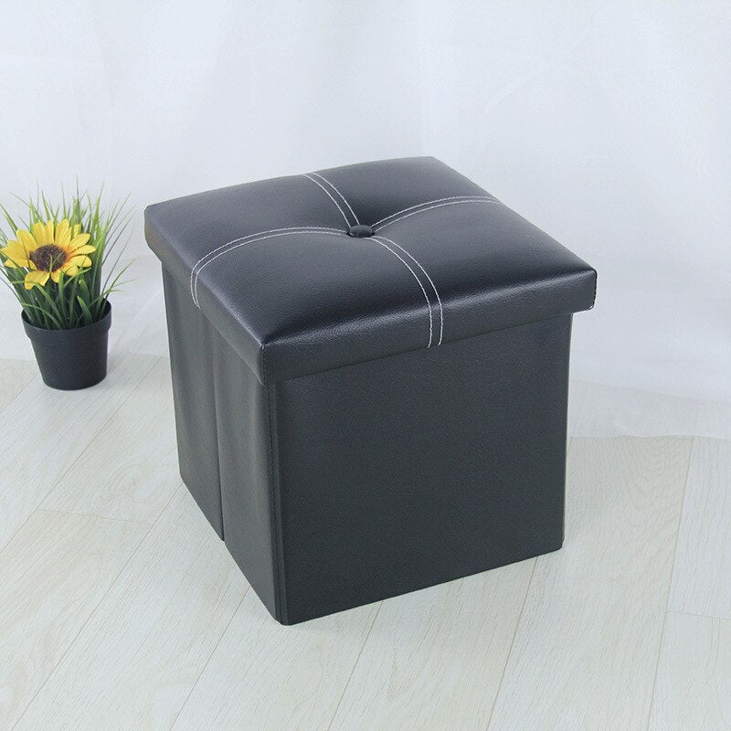 Foldable Faux Leather Storage Ottoman with Lift-Up Lid