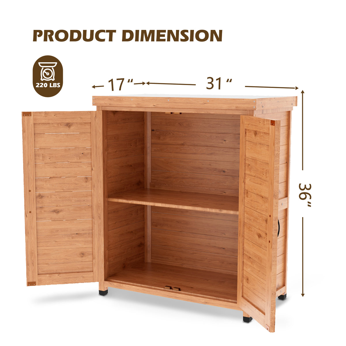 Outdoor Potting Bench with Storage Cabinet and Metal Top