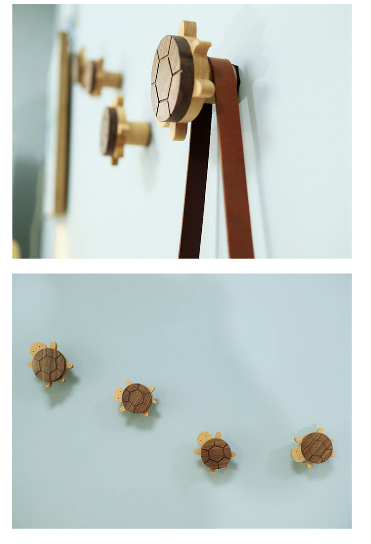 Wood Turtle Wall Hook for Charming Kids' Room Storage