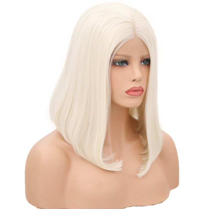 Pure White Lace Front Bob Wig – Sleek Curly Style