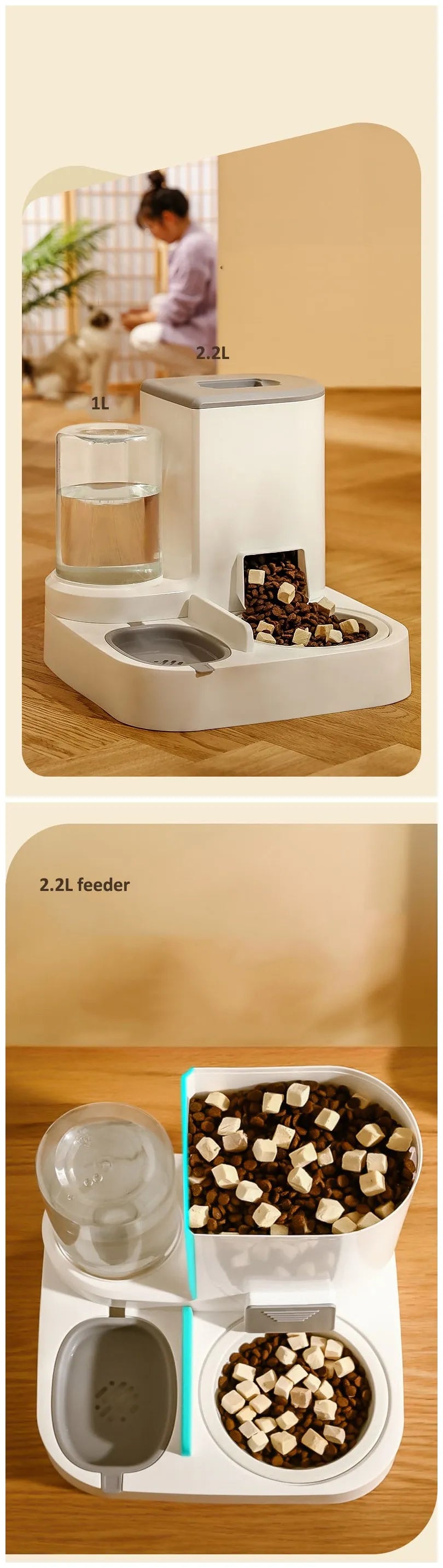 Automatic Cat Feeder with Water Dispenser Combo Station