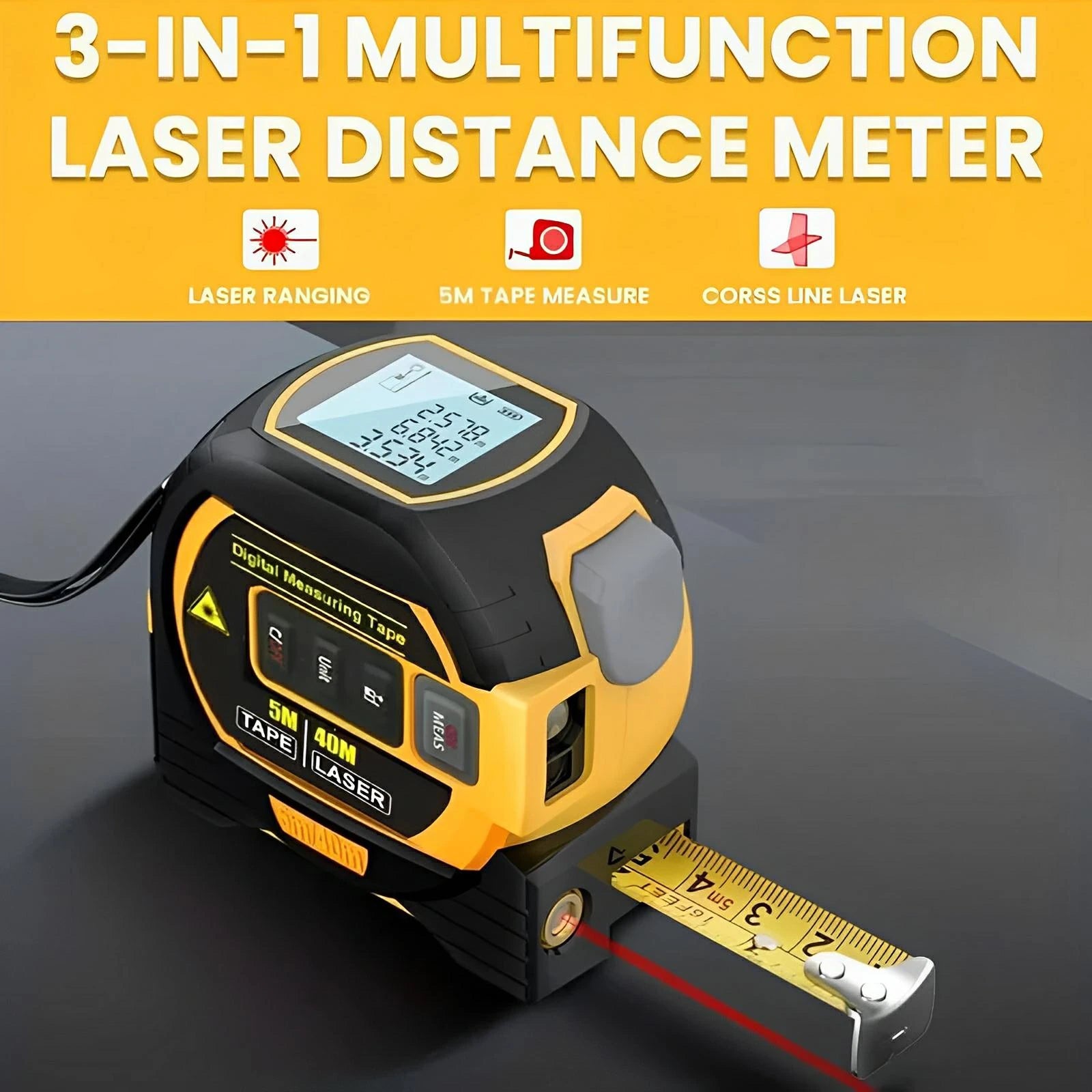 3 - in - 1 Laser Measuring Tape - wanelo - store - roman