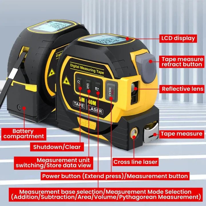 3 - in - 1 Laser Measuring Tape - wanelo - store - roman