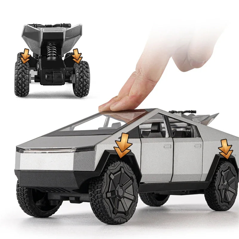 1:24 Alloy Pickup Toy Car With Lights, Sound & Quad