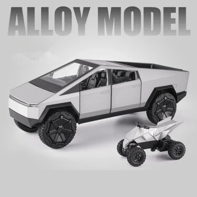 1:24 Alloy Pickup Toy Car With Lights, Sound & Quad