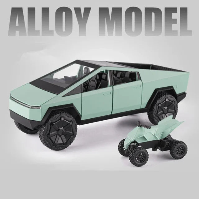 1:24 Alloy Pickup Toy Car With Lights, Sound & Quad