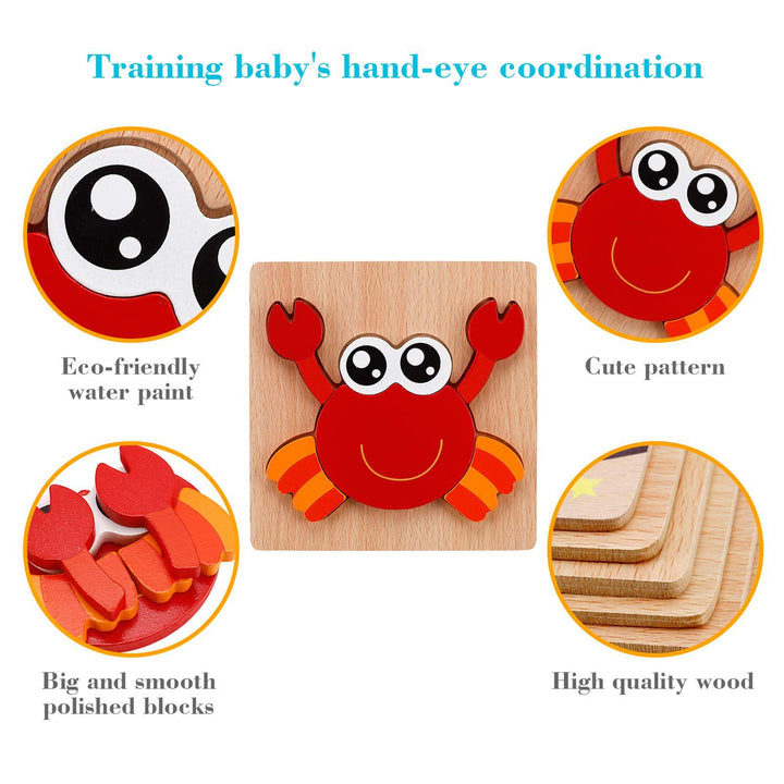 Toddler Wooden Animal Puzzles for Fine-Motor Play
