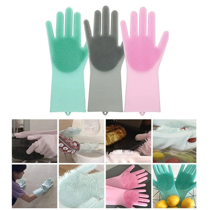 Silicone Scrubber Cleaning Gloves for Dishes & Pets