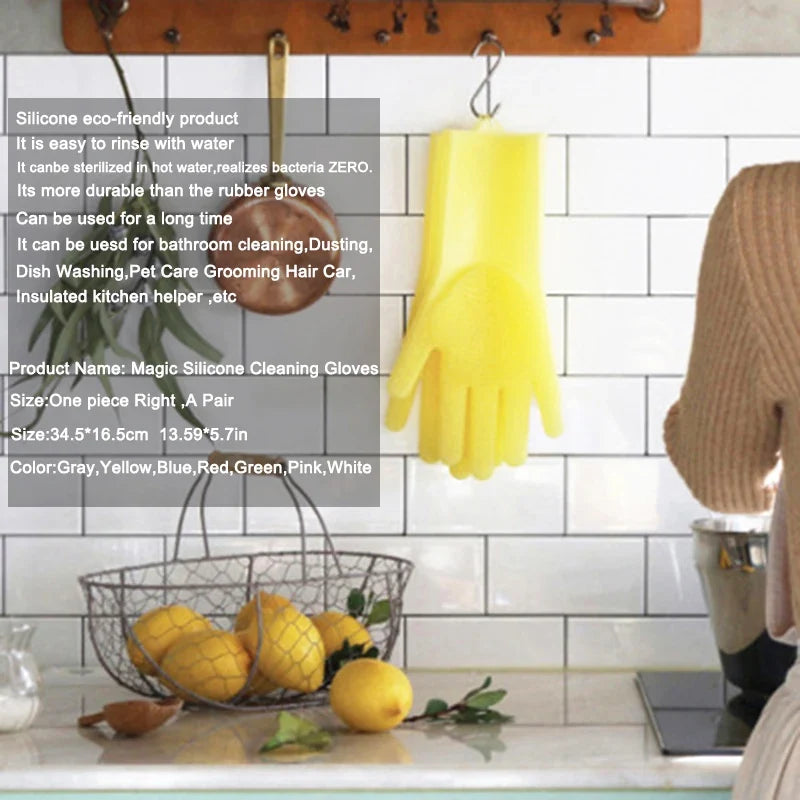 Silicone Scrubber Cleaning Gloves for Dishes & Pets