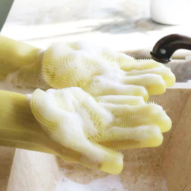 Silicone Scrubber Cleaning Gloves for Dishes & Pets