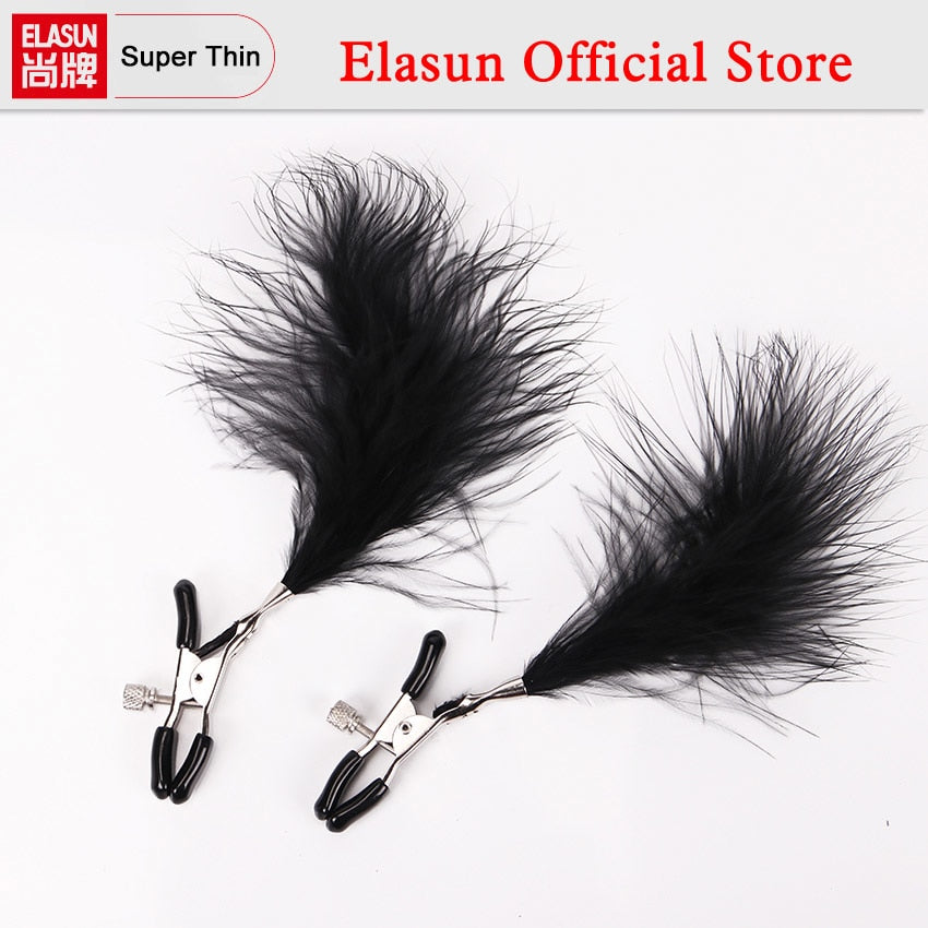 Nipple Clamps With Feather Teasers For Playful Teasing