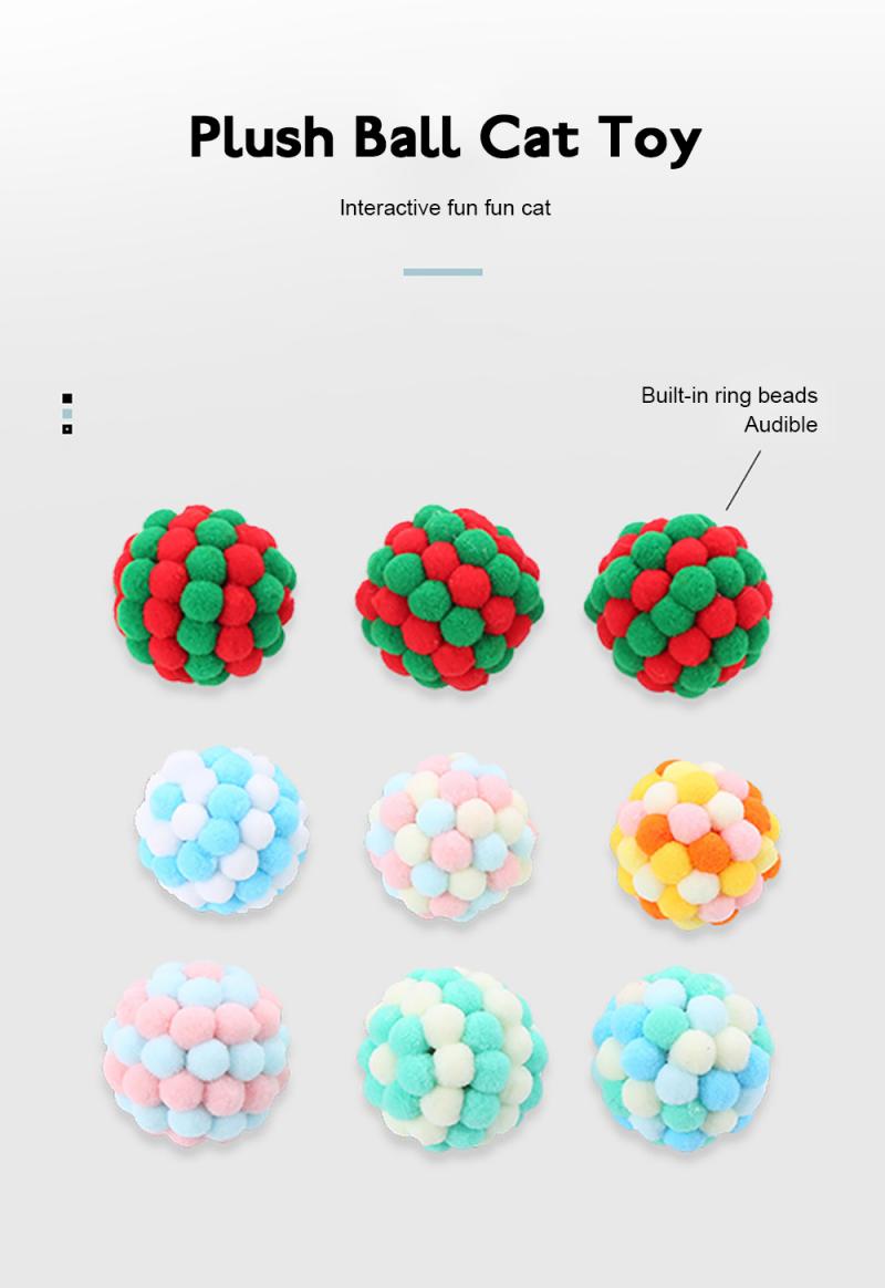 Cat Plush Ball Toy With Audible Beads for Indoor Play