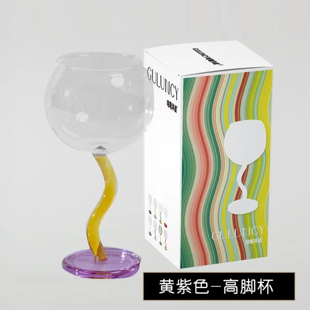 Twisted Stem Wine Glass for Colorful Table Styling