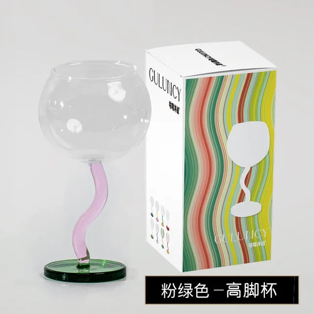 Twisted Stem Wine Glass for Colorful Table Styling